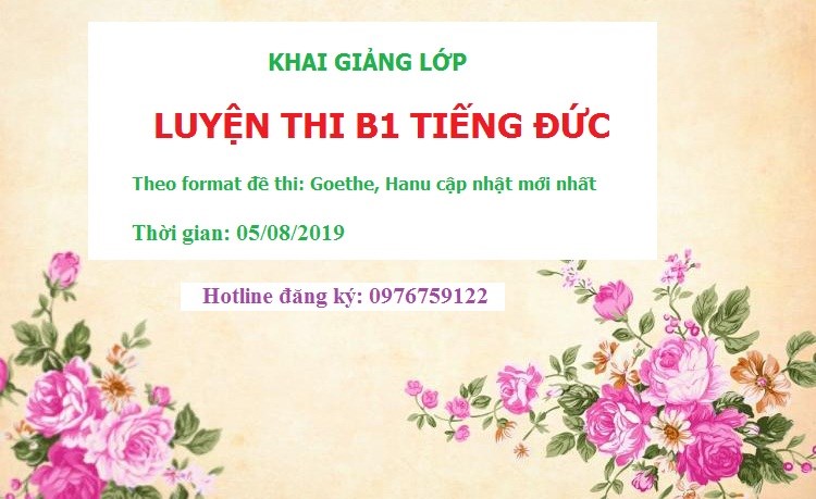 Mở lớp luyện thi tiếng Đức B1 4 kỹ năng năng theo format đề thi Goethe